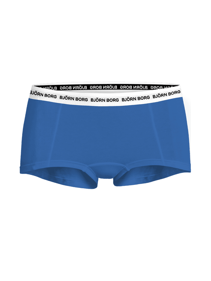 Vooraanzicht van de blauwe Logo Boxers Shorts 3-pack voor dames met een mid-rise pasvorm en iconische logoband. - Image 3