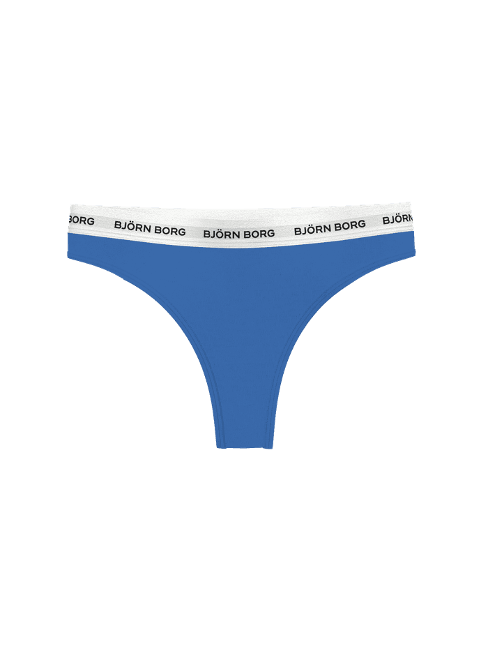 Logo Thongs 3-pack in Blau aus weichem Baumwoll-Stretch mit ikonischem weiß-schwarzem Bund und perfekter Passform. - Image 4