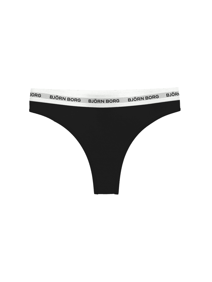 Logo Thongs 3-pack in Schwarz aus weichem Baumwoll-Stretch mit weißem Bund und schwarzem Logo für eine ideale Passform. - Image 3