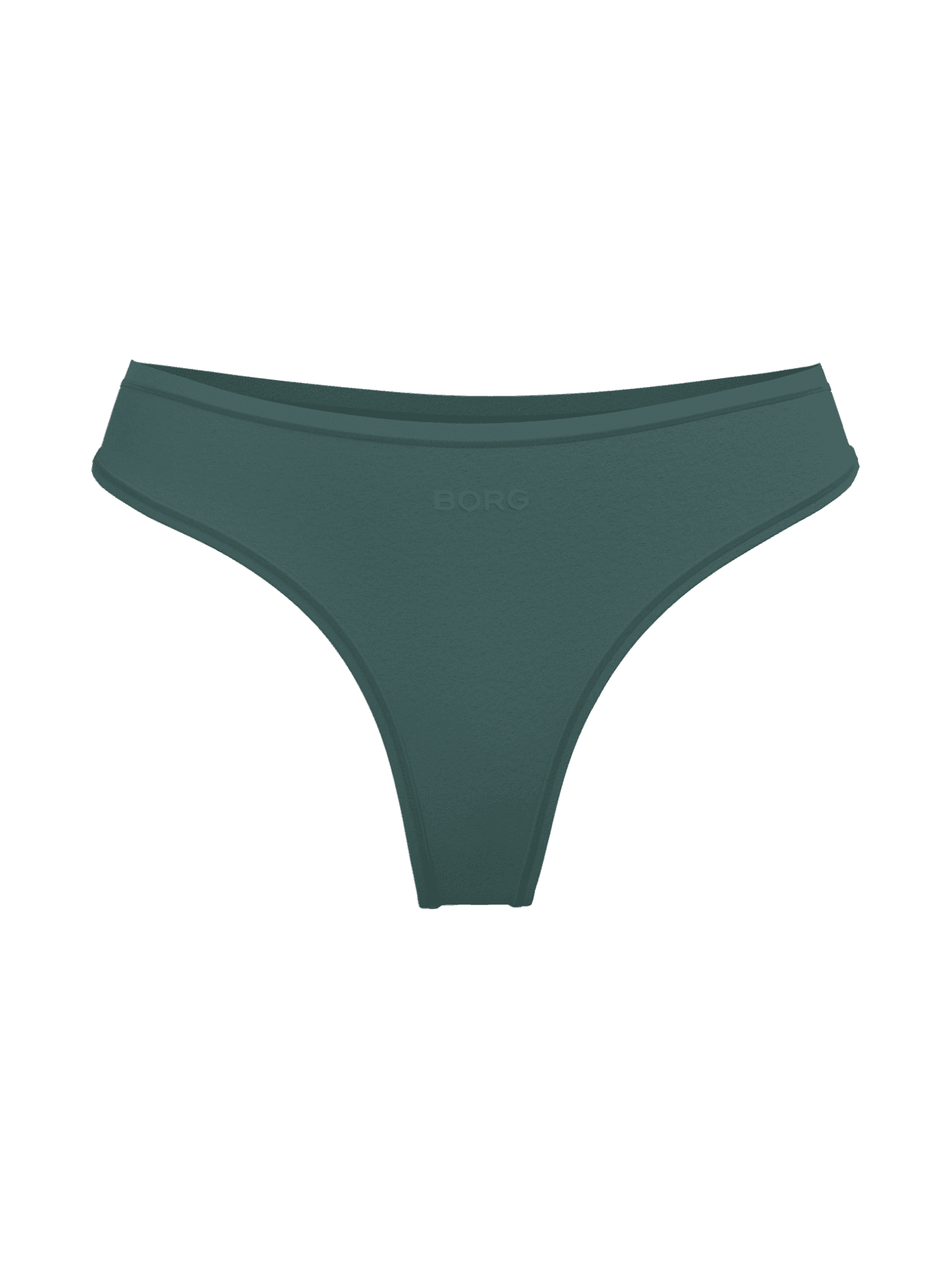 Gröna Soft Touch Thongs 1-pack för dam i mjuk lyocell med en ton-i-ton BORG-logotyp sedda framifrån. - Image 1