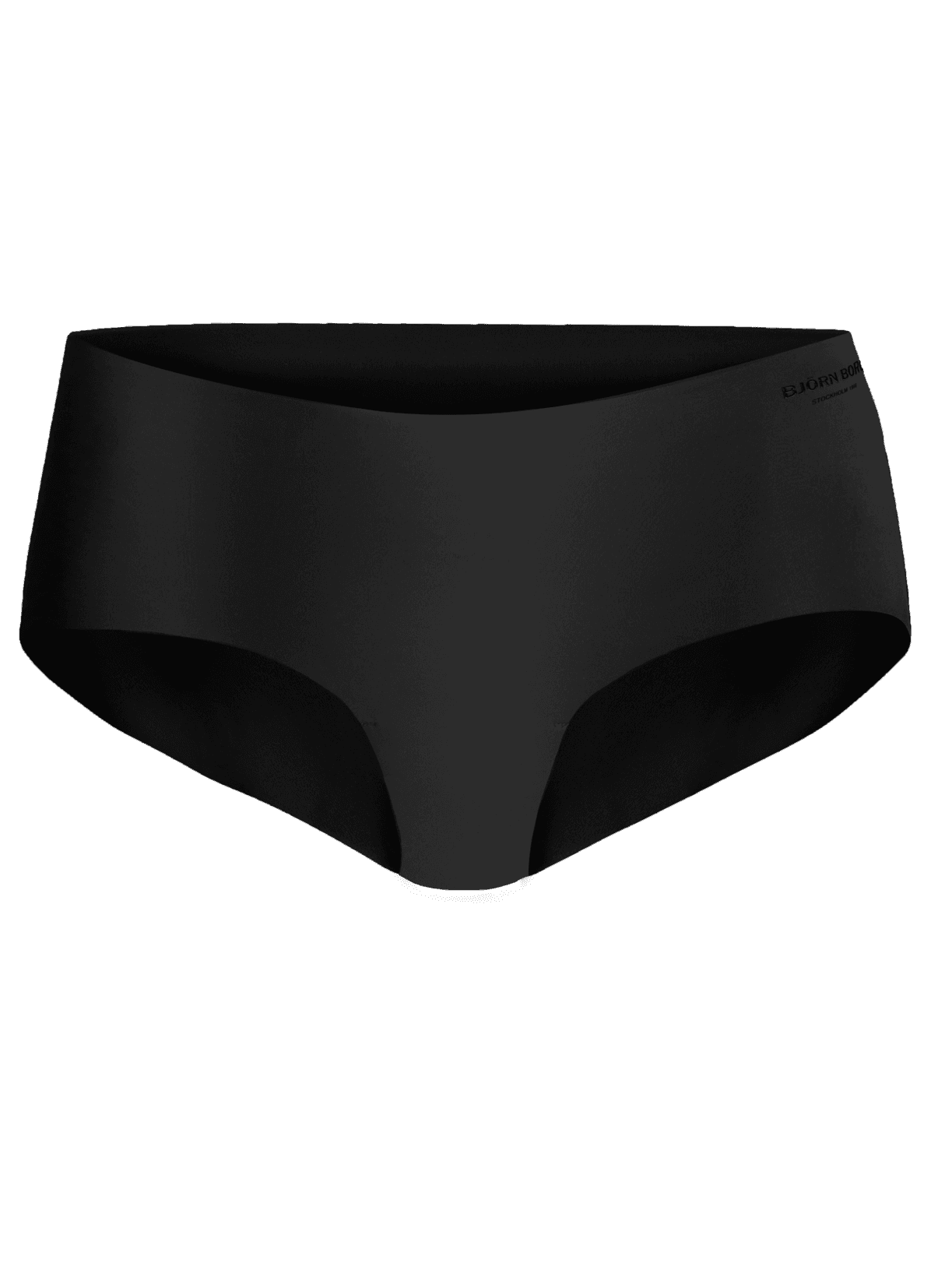 Front view of the black Invisible Hipster 3-pack for women, made from seamless microfiber with a tonal hip logo. - Image 2