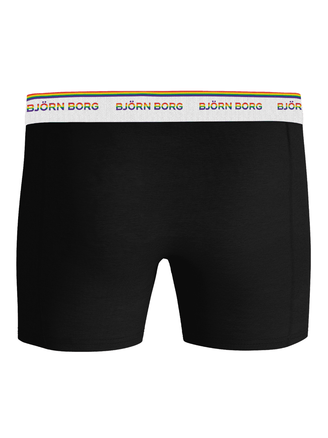 Vue de face du Cotton Stretch Boxers 3-pack noir pour homme en coton doux avec logo Björn Borg arc-en-ciel. - Image 3
