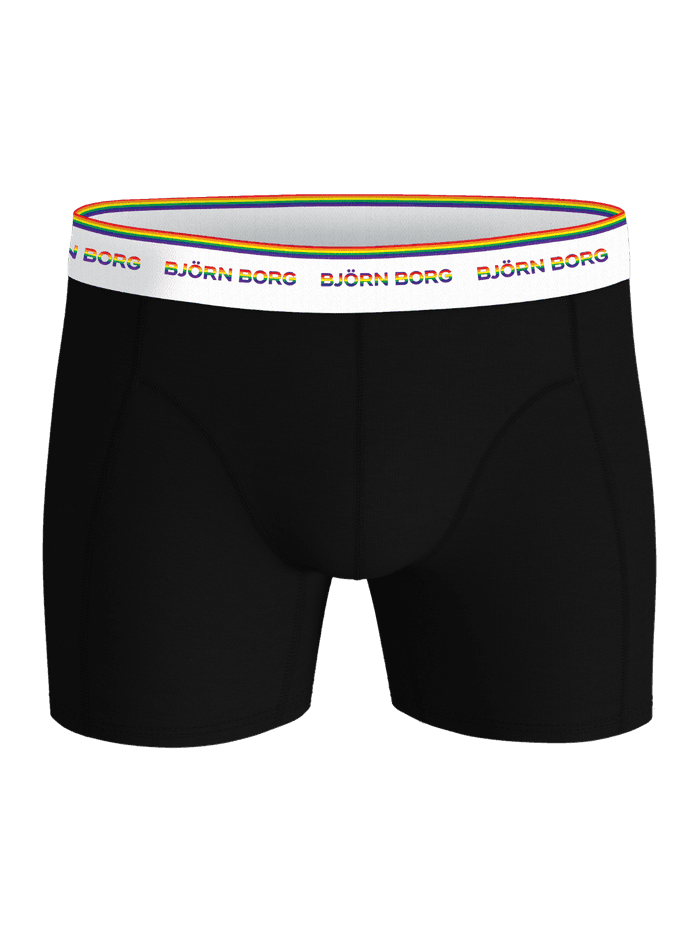 Cotton Stretch Boxers 6-pack i sort bomuld med funktionel pasform og et flerfarvet Björn Borg-logo. - Image 2