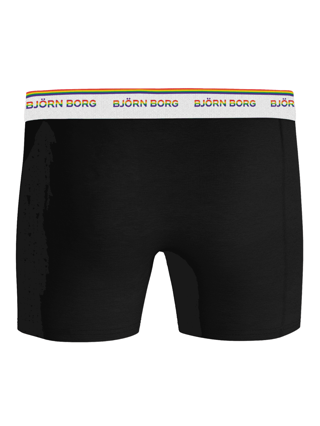 Vista frontal del Cotton Stretch Boxers 6-pack de algodón negro para hombre con cinturilla de logotipos arcoíris. - Image 3