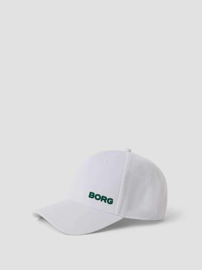 Side view of the Björn Borg Borg Course Cap in Brilliant White (White) for golf, made from recycled polyester. - Image 2