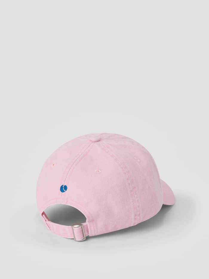 Back view of the Borg Washed Bold Logo Cap in Pink Lady (Pink) featuring washed organic cotton and an adjustable buckle. - Image 2