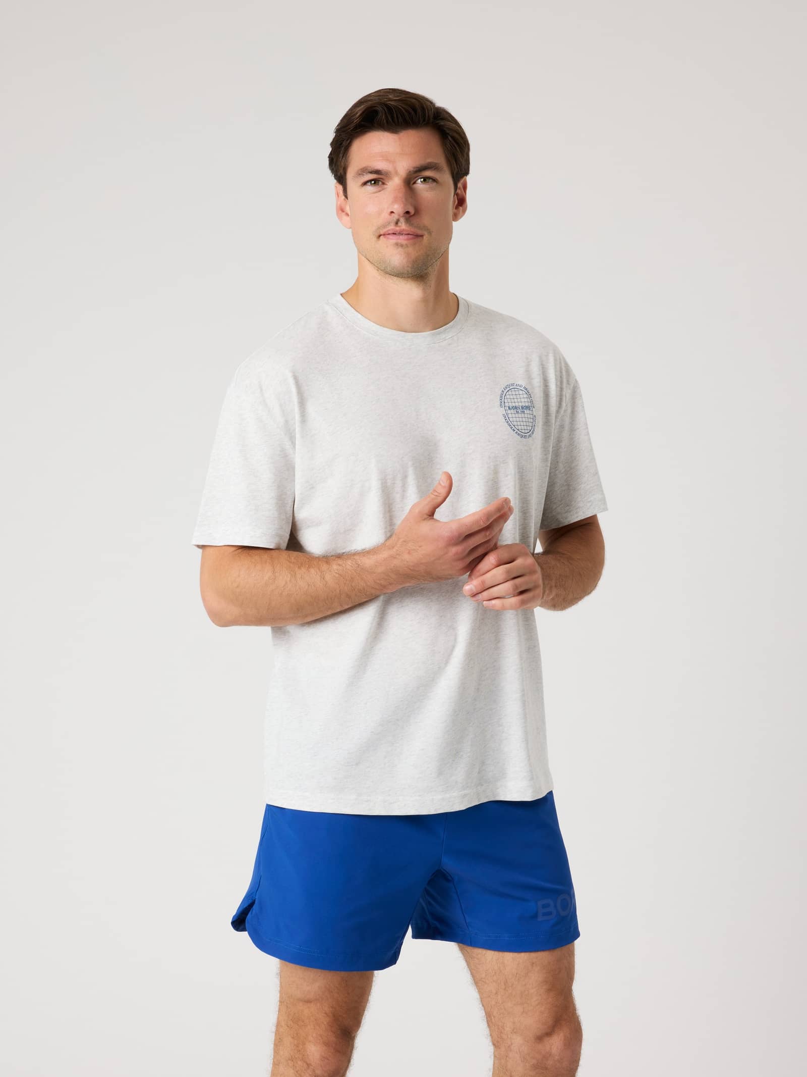 Björn Borg - Ace Oversized T-Shirt Ultra Light Grey Melange Men - Image 1