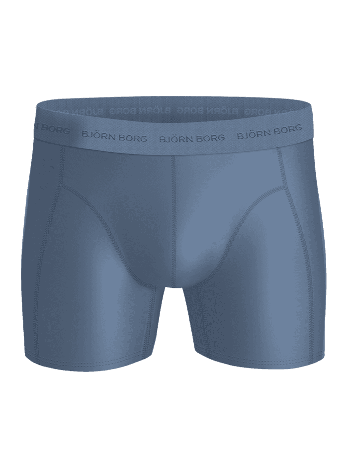 Microfiber Boxers 3-pack i blå set forfra i hurtigtørrende mikrofiber med den ikoniske Björn Borg-linning. - Image 5