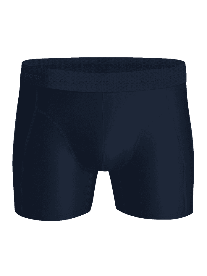 Microfiber Boxers 3-pack i marineblå set forfra i hurtigtørrende mikrofiber med signaturlogo på linningen. - Image 2
