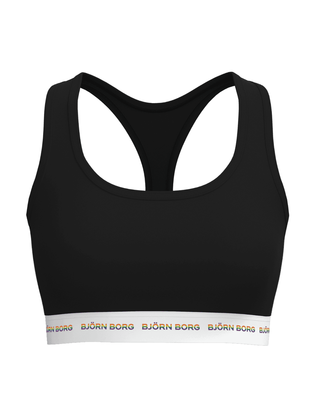 Zwarte Logo Soft Top voor dames van zacht stretchkatoen met een regenboog Björn Borg-logo op de tailleband. - Image 1