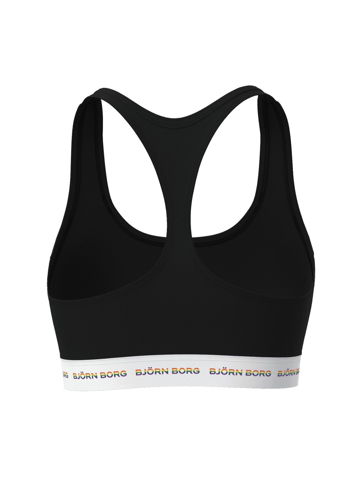 Vue arrière du Logo Soft Top Björn Borg en Noir avec dos nageur et logo arc-en-ciel sur la ceinture élastique. - Image 2