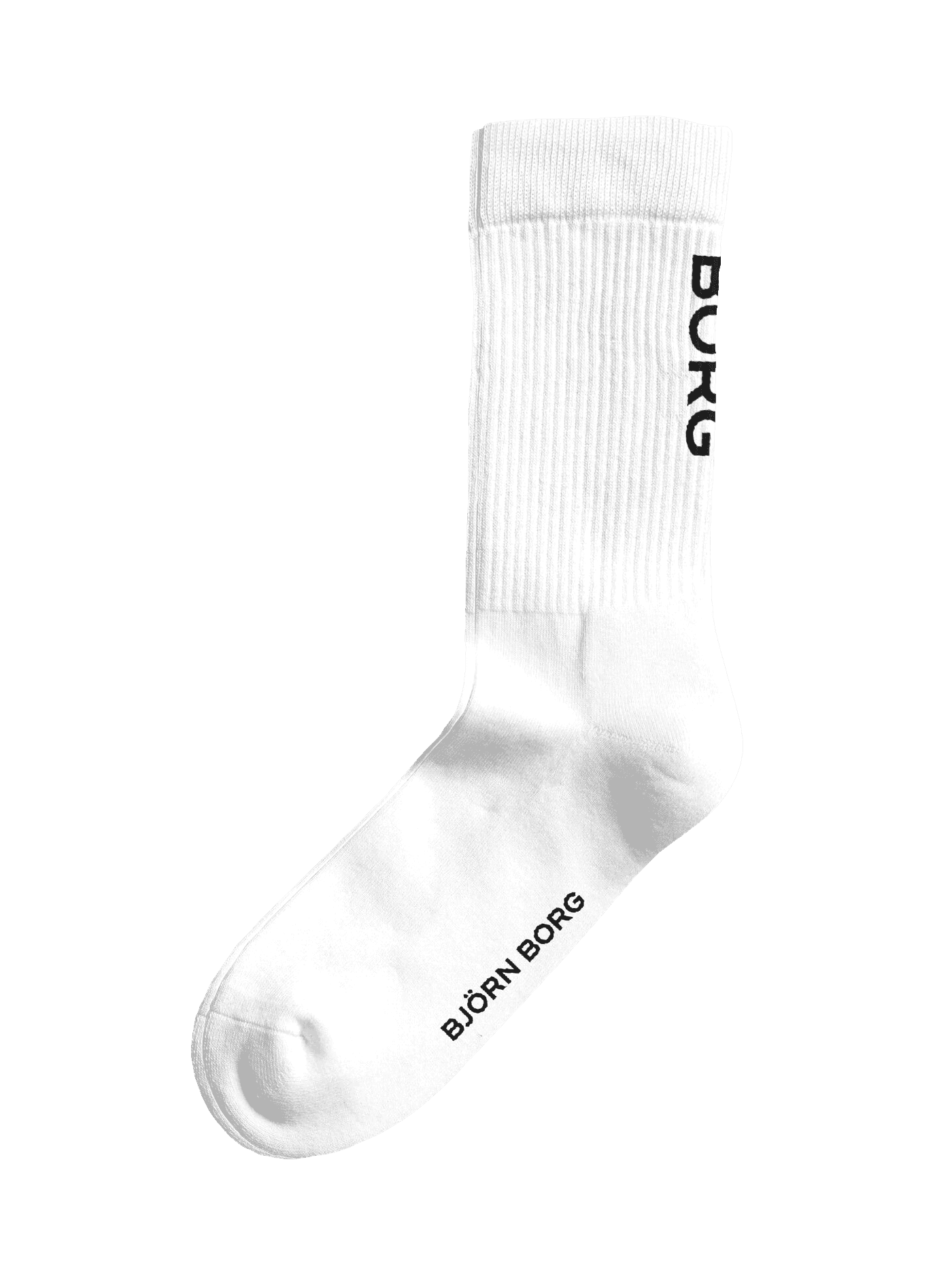 Classic Crew Socks 3-pack i hvid bomuldsblanding med ribbet kant og sort Borg-logo på anklen. - Image 2