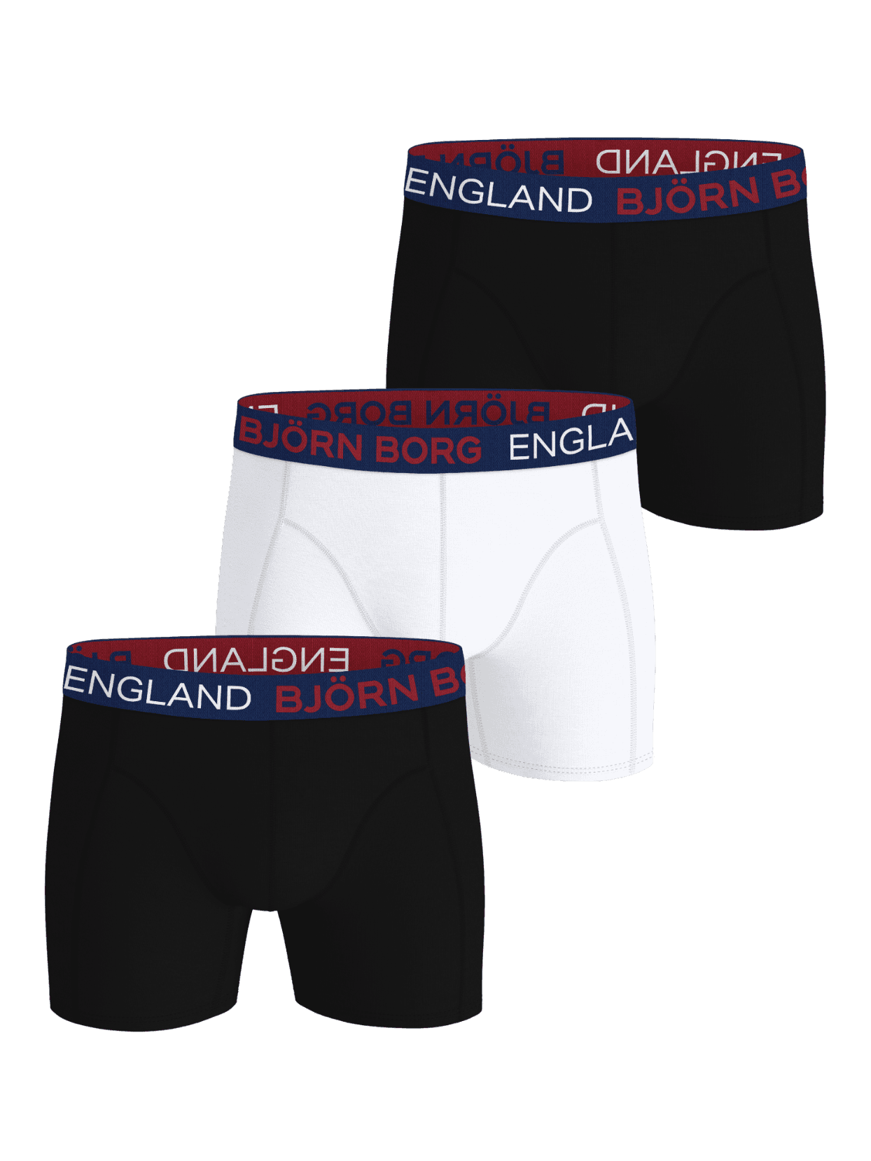 Cotton Stretch Boxers England 3-pack in Schwarz und Weiß mit weichen boxer briefs aus Baumwolle und England-Bund. - Image 1