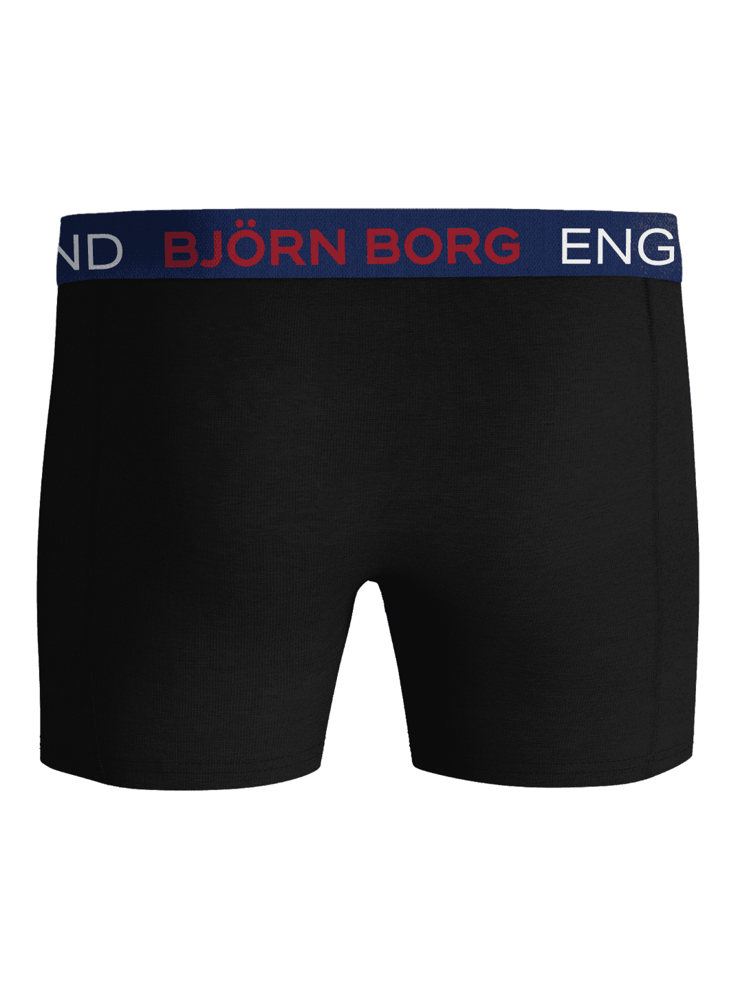 Vorderansicht der Cotton Stretch Boxers England 3-pack boxer briefs in Schwarz mit Logo-Bund in Navy, Rot und Weiß. - Image 3