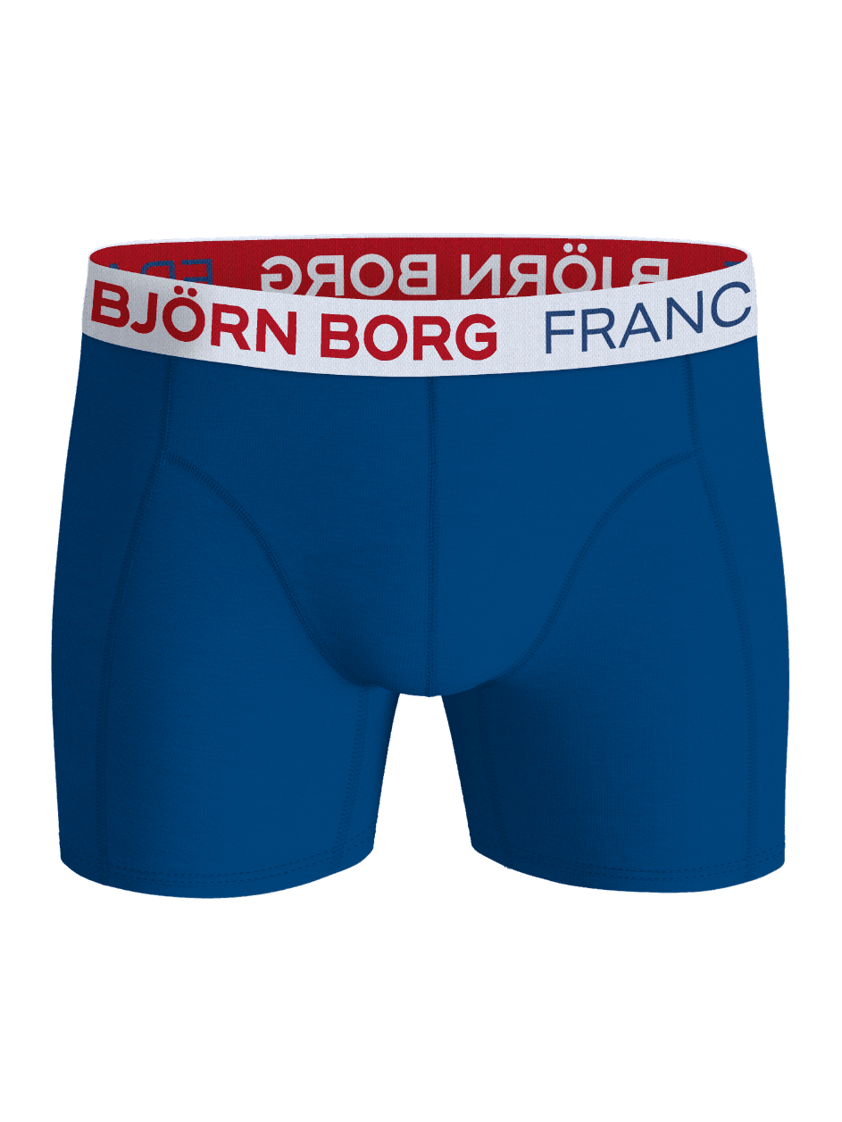 Cotton Stretch Boxers France 3-pack in blauw van zacht stretchkatoen met een rood en blauw logo, vooraanzicht. - Image 4