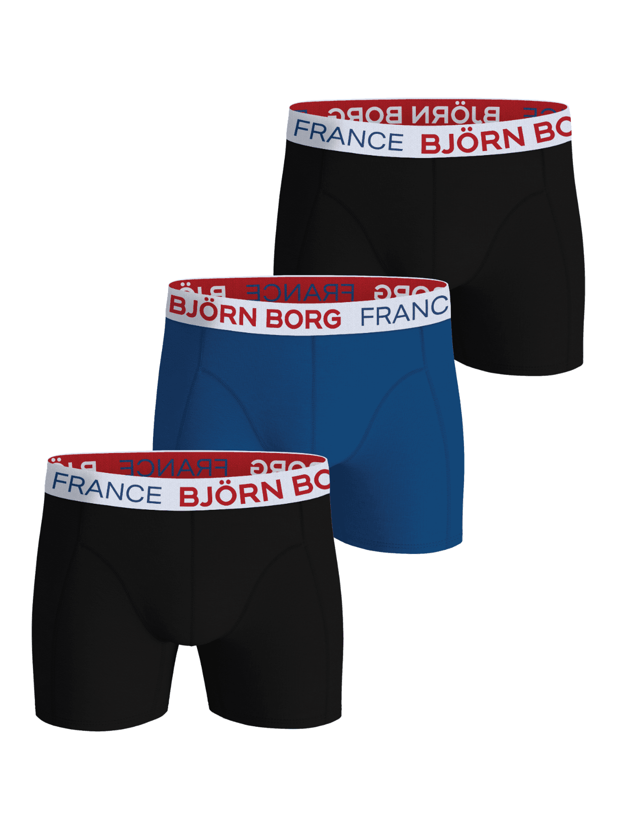 Cotton Stretch Boxers France 3-pack in Schwarz und Blau aus weichem Baumwoll-Stretch für Stil und Funktion. - Image 1