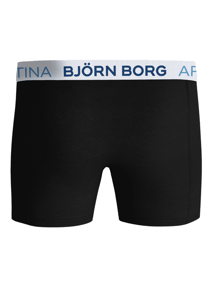 Cotton Stretch Boxers Argentina 3-pack i sort set forfra med funktionel pasform og blåt logotaljebånd. - Image 3