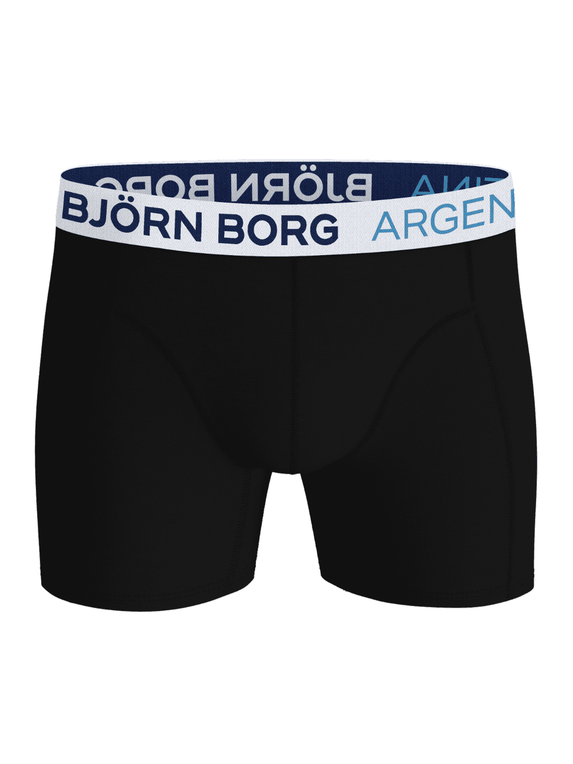 Zwarte Cotton Stretch Boxers Argentina 3-pack met blauwe logo-tailleband voor heren, vooraanzicht. - Image 2