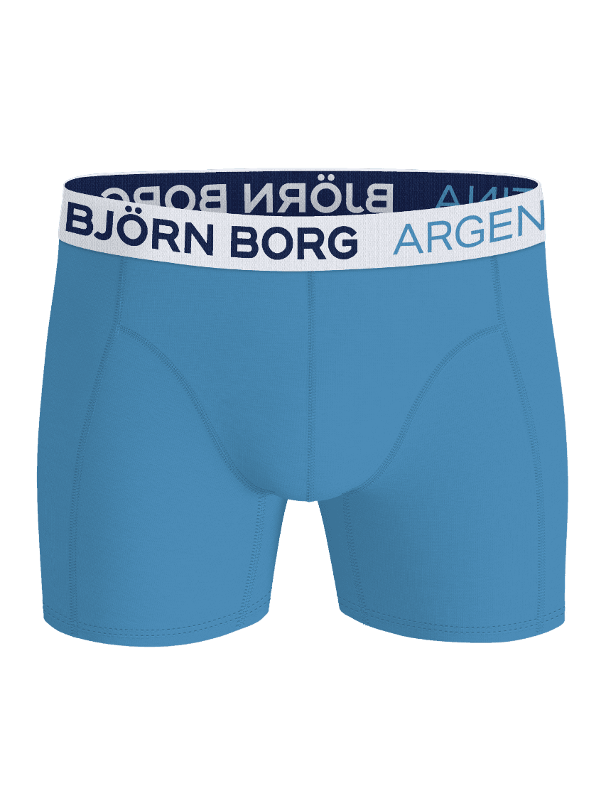 Cotton Stretch Boxers Argentina 3-pack in blauw met een blauw logo op een witte tailleband, vooraanzicht. - Image 4