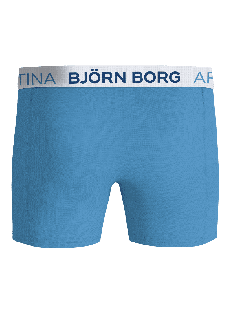 Vooraanzicht van de blauwe Cotton Stretch Boxers Argentina 3-pack voor heren met een kenmerkende logotailleband. - Image 5