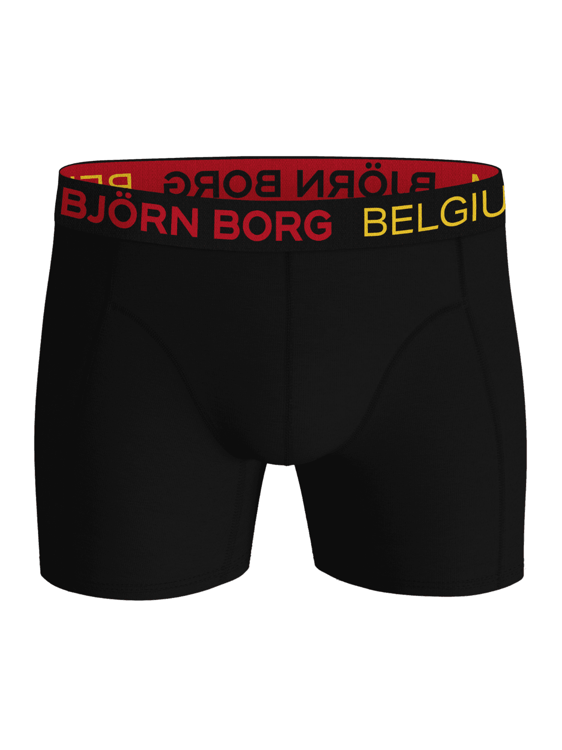 Cotton Stretch Boxers Belgium 3-pack in black, featuring a red and yellow logo waistband and a comfortable stretch fit. - Image 2