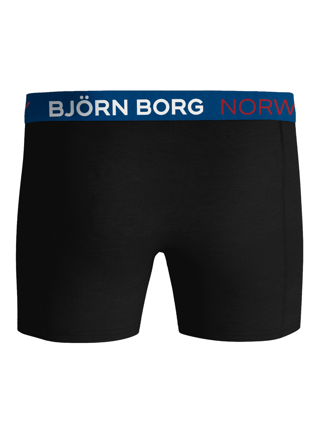 Front view of the black Cotton Stretch Boxers Norway 3-pack boxer briefs featuring a signature blue waistband. - Image 3