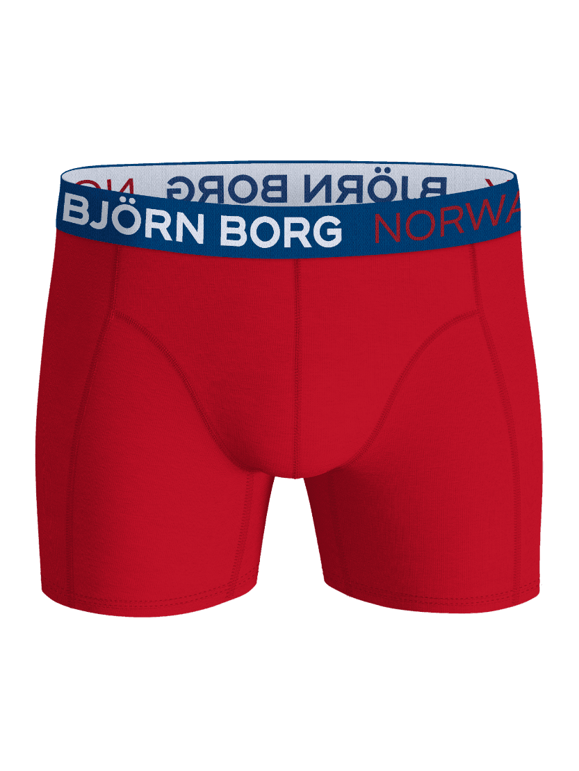 Cotton Stretch Boxers Norway 3-pack in red, crafted from soft cotton stretch with a blue Björn Borg logo waistband. - Image 4
