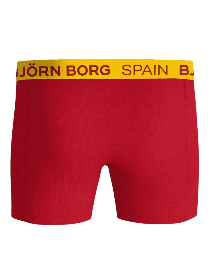 Cotton Stretch Boxers Spain 3-pack i Rød til mænd i blød bomuld med gul linning og rødt logoprint set forfra. - Image 5