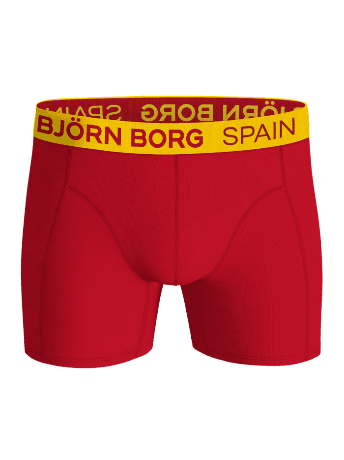 Cotton Stretch Boxers Spain 3-pack til mænd i rød bomuldsstretch med gul linning og rødt logo. - Image 4