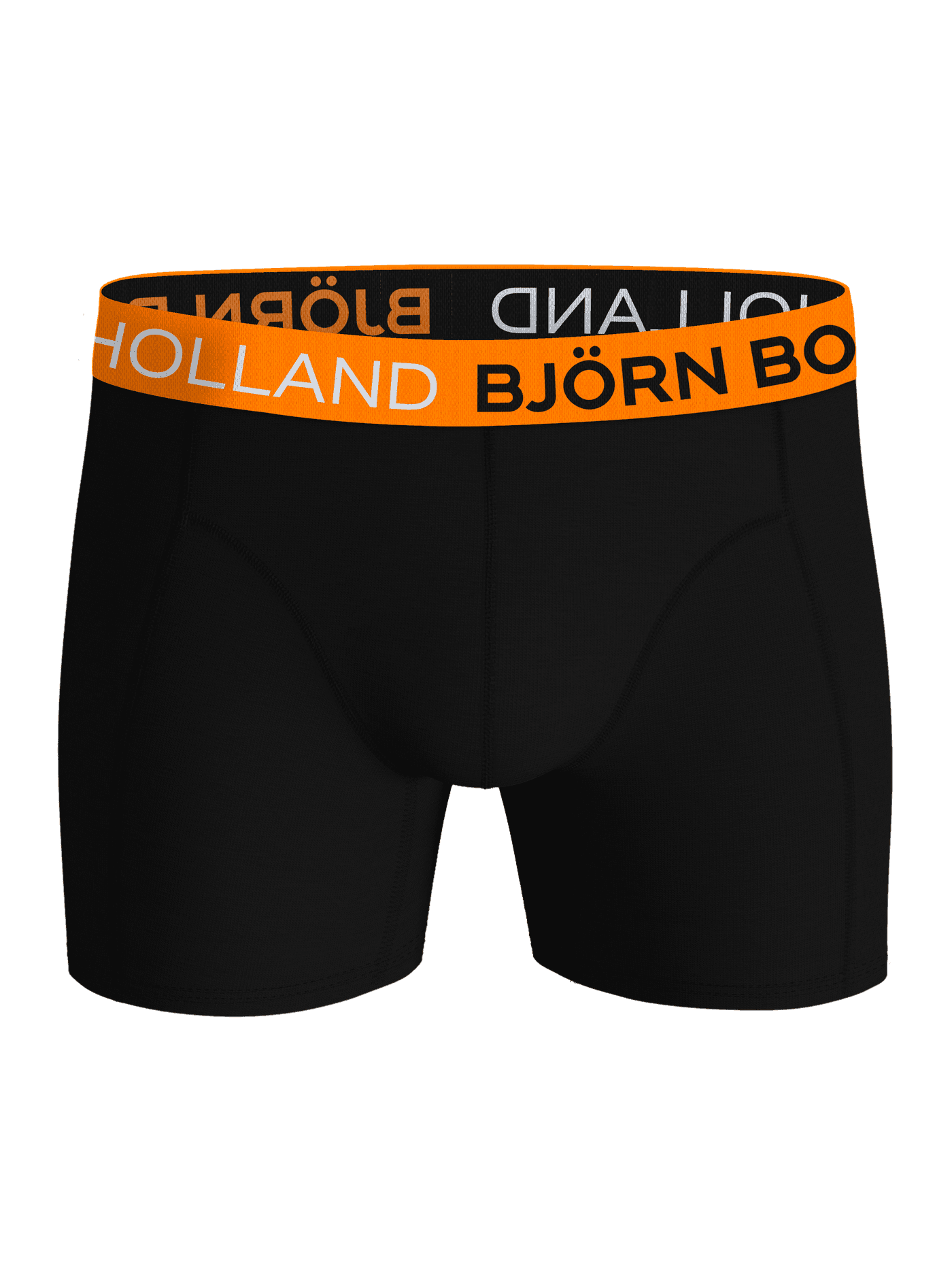 Zwarte en oranje Cotton Stretch Boxers Holland 3-pack met een ondersteunende pasvorm in vooraanzicht. - Image 2