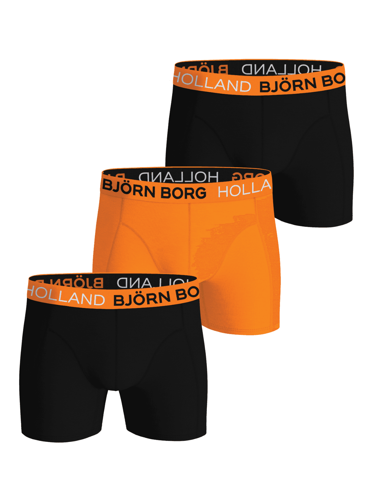 Cotton Stretch Boxers Holland 3-pack in Schwarz und Orange: boxer briefs für Herren aus Baumwolle mit ikonischem Logo-Bund. - Image 1