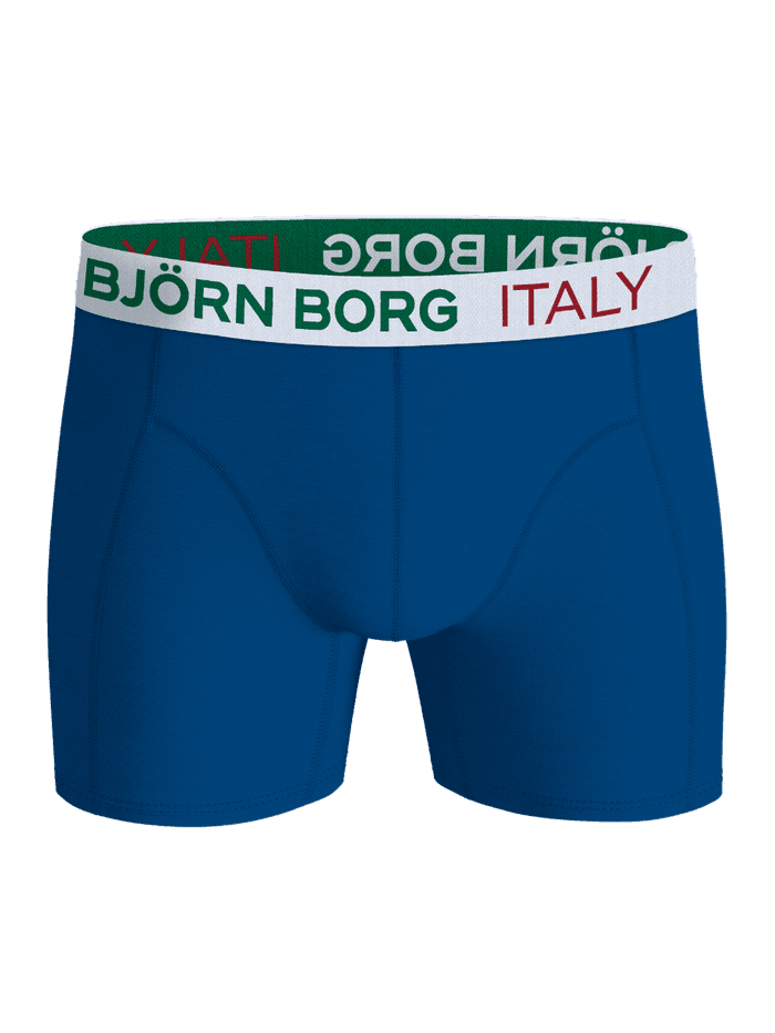 Cotton Stretch Boxers Italy 3-pack i blå bomuldsstretch med hvid linning og logo i grøn og rød. - Image 4