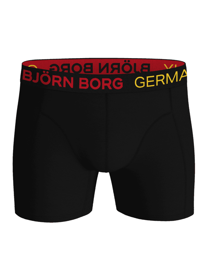 Cotton Stretch Boxers Germany 3-pack i sort bomuldsstretch set forfra med røde og gule logoer på linningen. - Image 2