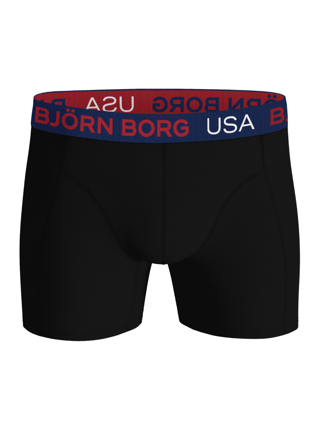 Cotton Stretch Boxers Usa 3-pack in zwart met een marineblauwe tailleband, rood merklogo en wit USA-detail. - Image 2