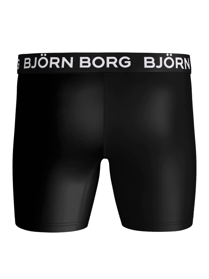 Back view of the black Sports Microfiber Boxers 5-pack featuring a white logo waistband for training performance. - Image 3