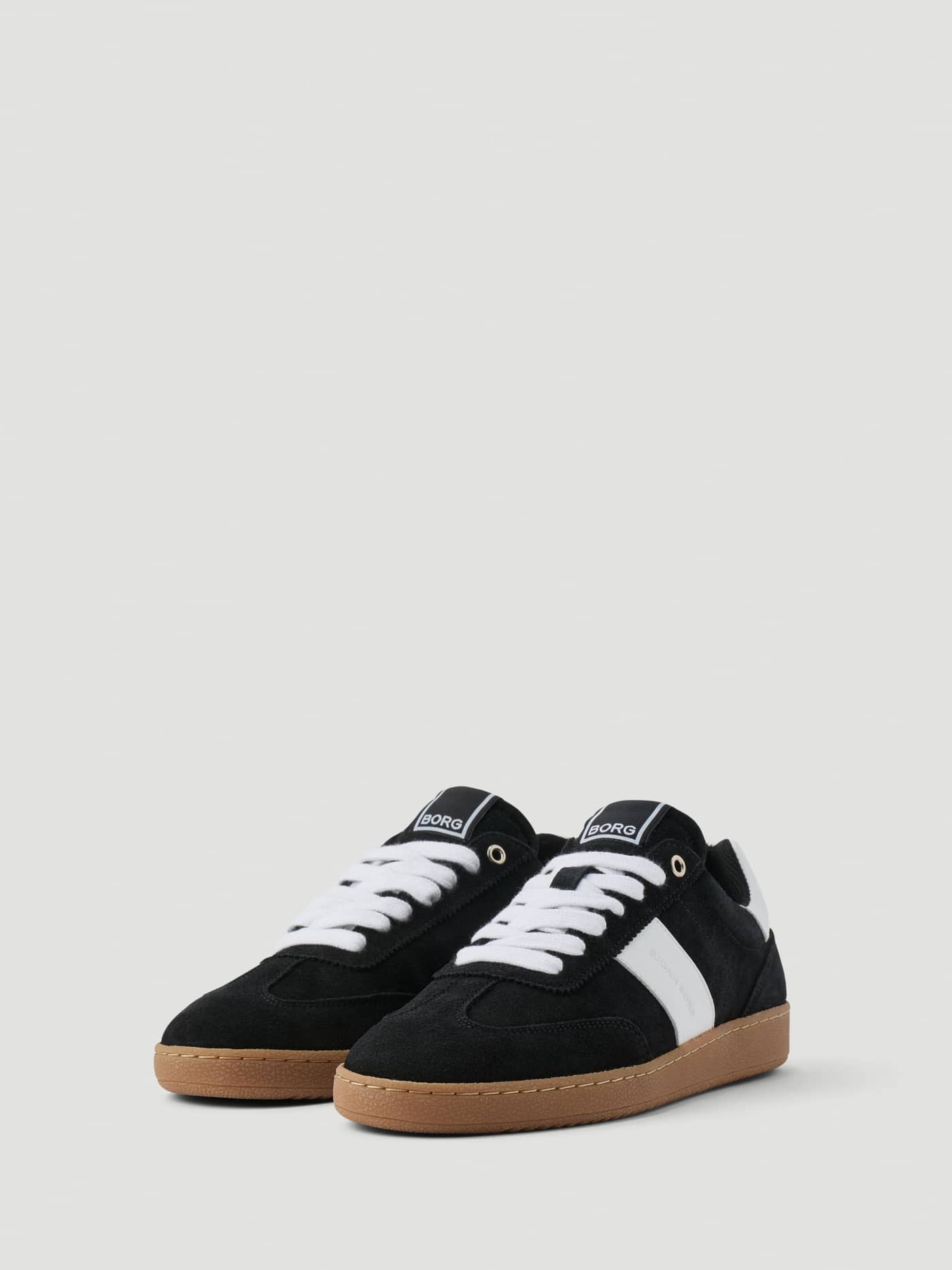 Women's Grace Leather Sneakers van zwart en wit leer met een tennisprofiel en een klassieke gumzool. - Image 2