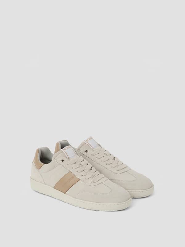 Women's Grace Leather Sneakers en cuir premium blanc et beige pour un style tennis et un ajustement idéal.