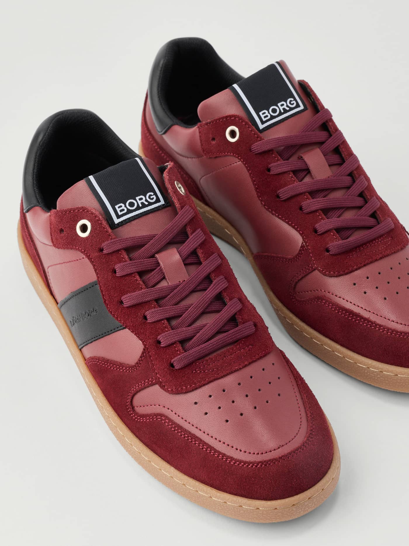 Men's Legacy Leather Sneakers in Red and Black leather and suede with a white logo and gum sole for a tennis-inspired style. - Image 4