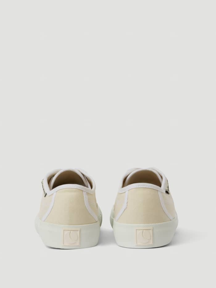 Beige Unisex Smash Sneakers van ademend katoenen canvas met een tennisgeïnspireerd design, achteraanzicht. - Image 3