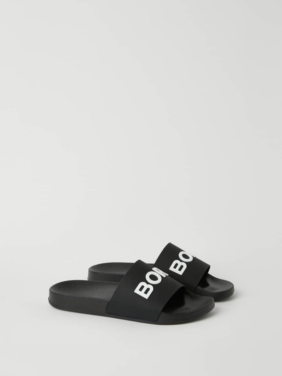 Unisex Knox Slides i svart slitesterk TPU med hvit BORG-logo for en stilren og avslappet fritidsstil. - Image 1