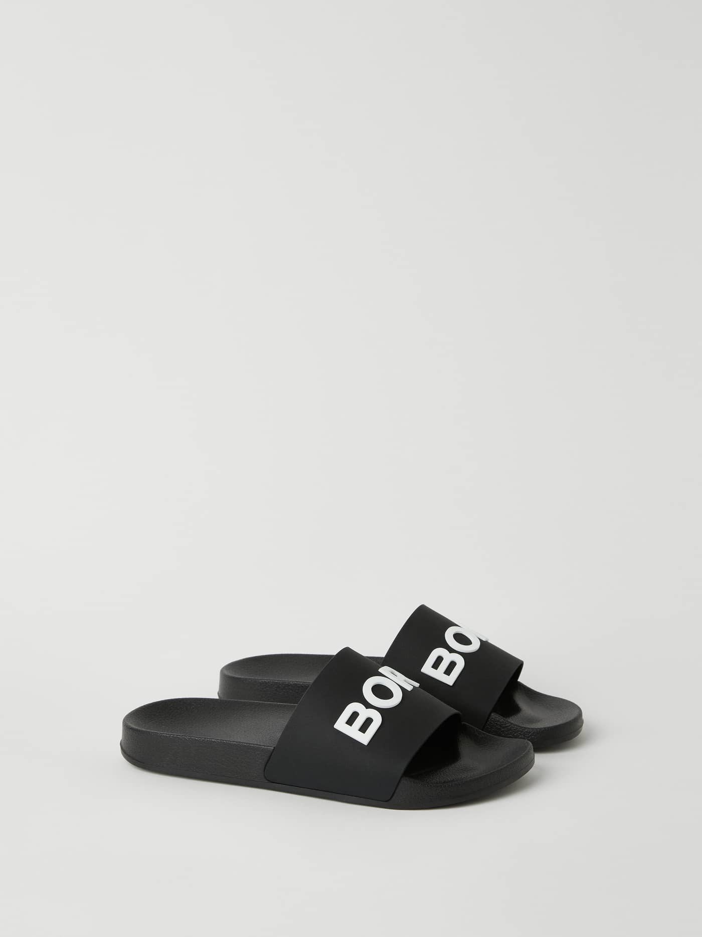 Unisex Knox Slides noirs (Noir) en TPU avec un logo Borg blanc offrant style décontracté et ajustement confortable. - Image 3