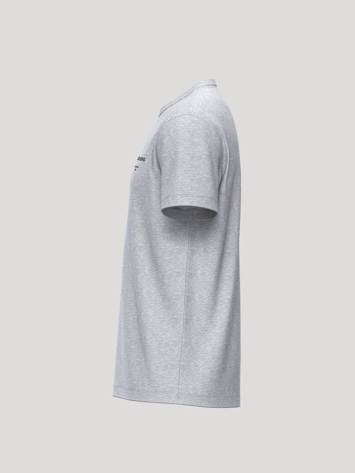 Zijaanzicht van de Borg Essential 1 T-Shirt in Light Grey Melange (Grijs) van zacht katoen met een zwart borstlogo. - Image 3