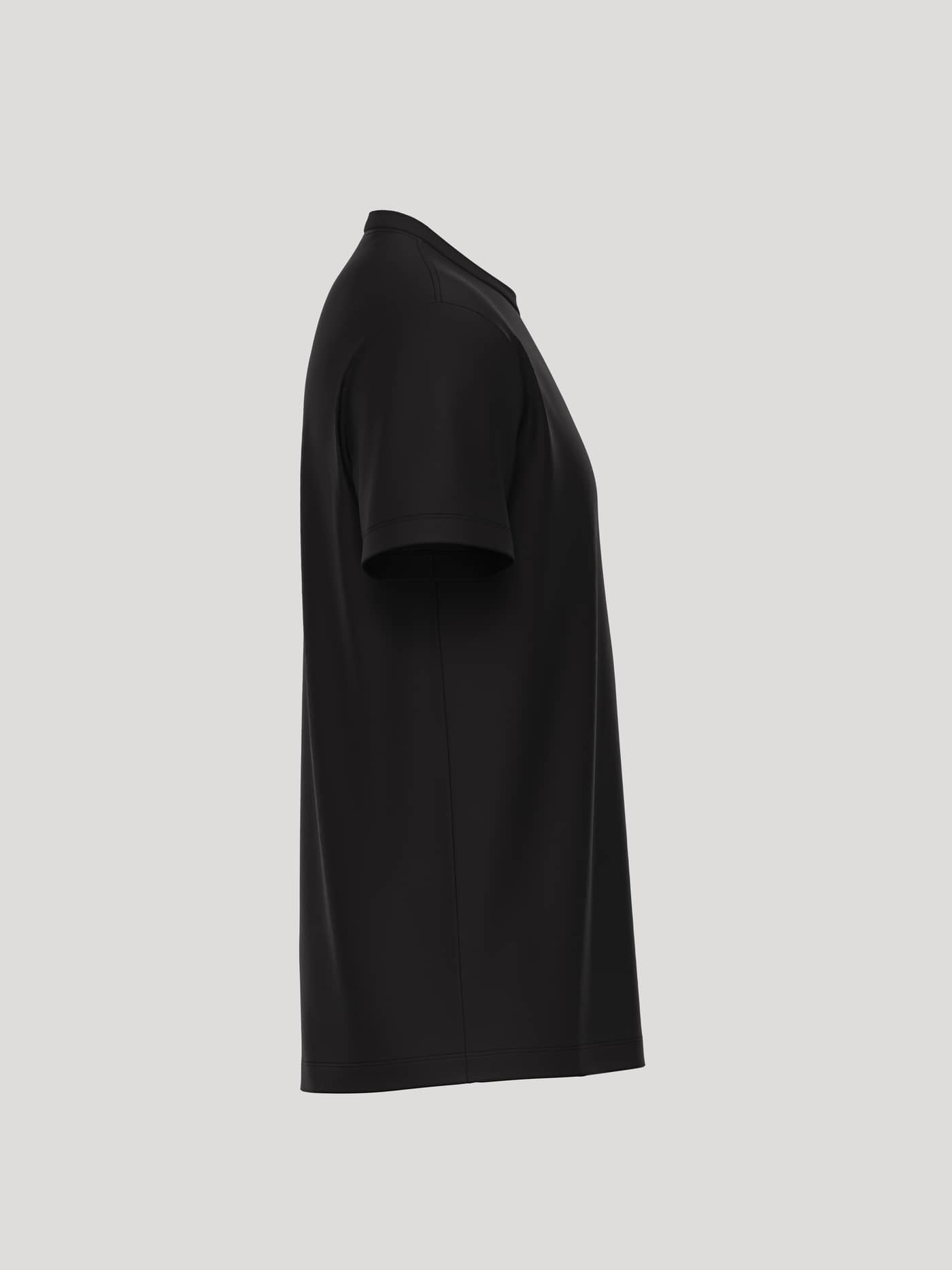 Side profile of the Borg Essential 1 T-Shirt in Black Beauty (Black), crafted from soft cotton jersey for tennis style. - Image 4