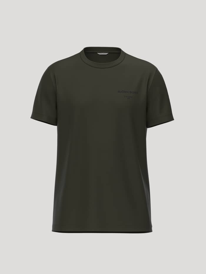 Borg Essential 1 T-Shirt in Rosin (Green), a premium cotton jersey tee with a classic crew neck and chest logo.