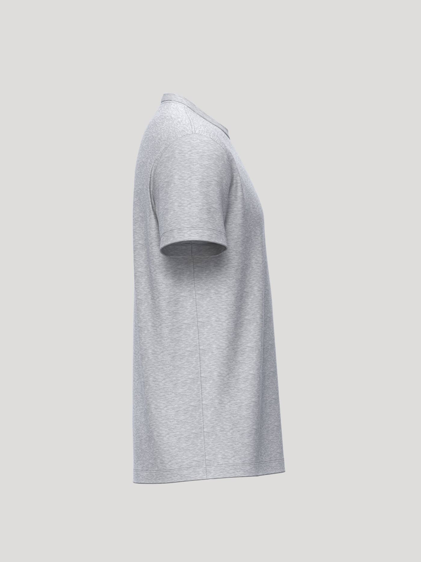 Side view of the Borg Essential 1 T-Shirt in Light Grey Melange (Grey), a regular fit cotton top for leisure and tennis. - Image 4