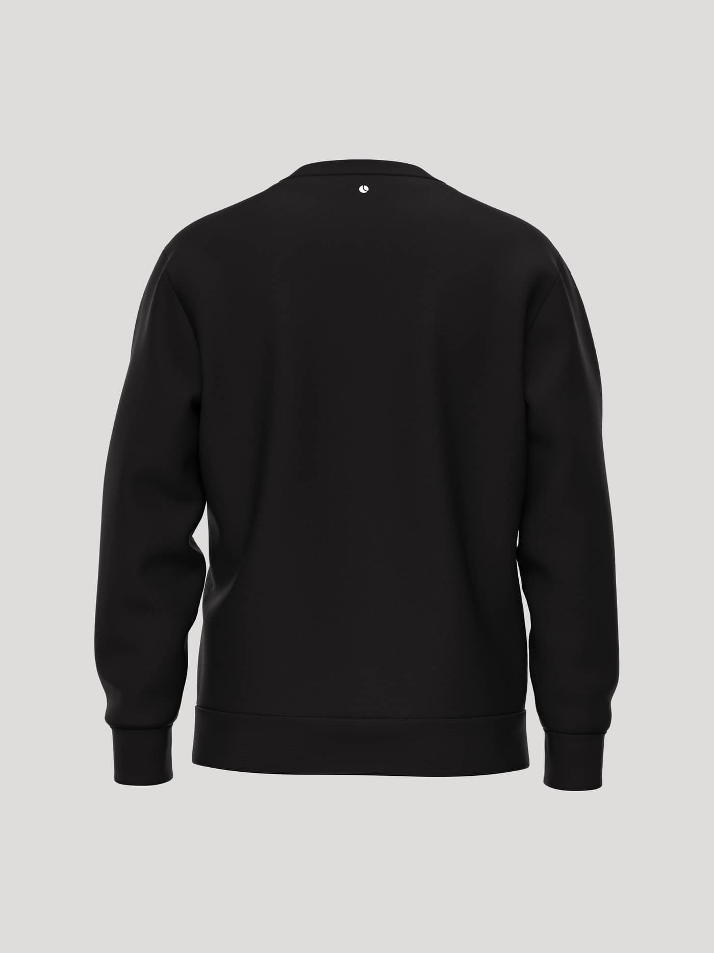 Achteraanzicht van het Borg Essential 1 Sweatshirt in Black Beauty (Zwart) met een tennisbalprint in de nek voor tennis. - Image 2