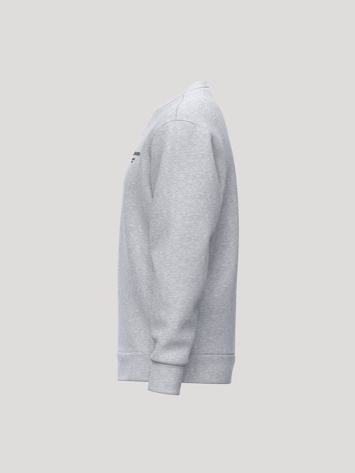 Vue de profil du Borg Essential 1 Sweatshirt en Light Grey Melange (Gris) en molleton doux brossé. - Image 3