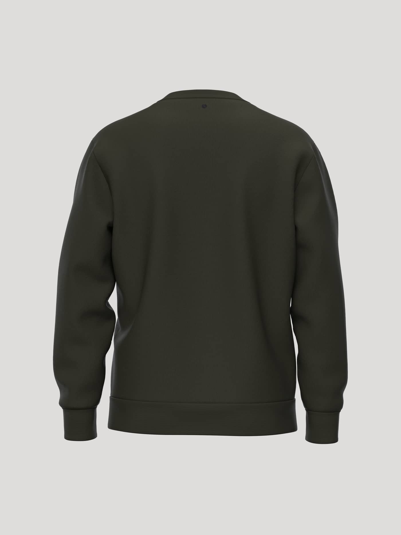 Back view of the Borg Essential 1 Sweatshirt in Rosin (Green) with a subtle tennis ball print at the back neck. - Image 2
