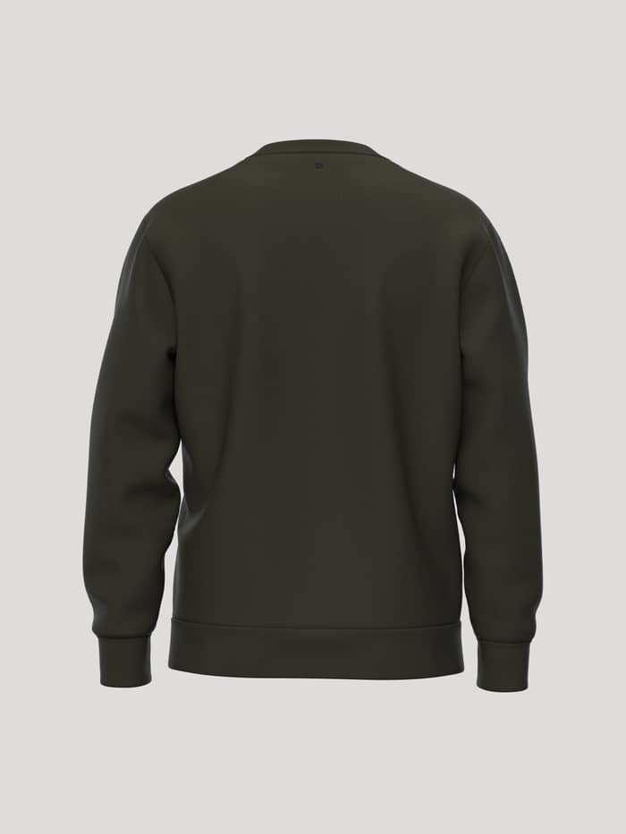 Vue arrière du Borg Essential 1 Sweatshirt en Rosin (Vert) avec un imprimé balle de tennis discret au col. - Image 2