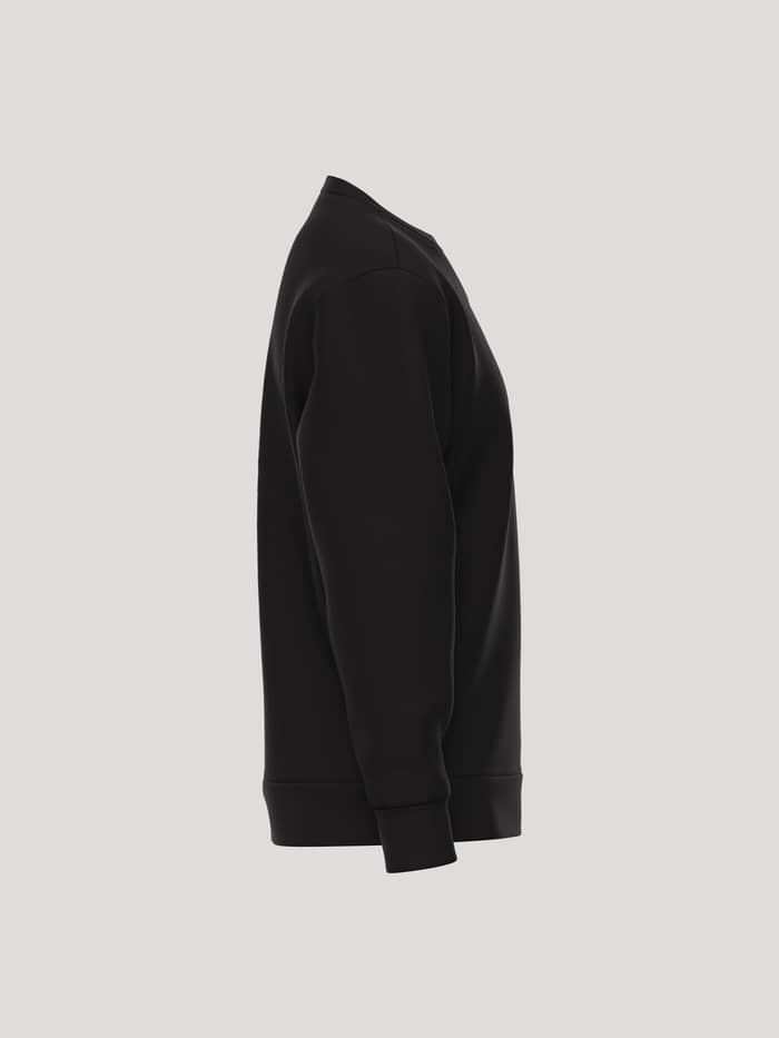 Vue de profil du Borg Essential 1 Sweatshirt en Black Beauty (Noir) avec molleton brossé doux et détails côtelés. - Image 4